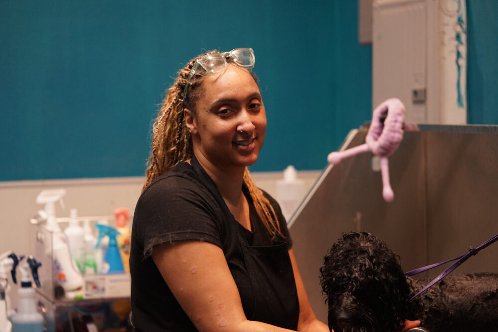 Heather Miller, dog groomer at The Pawlor Salon & Spa in Oakland, CA
