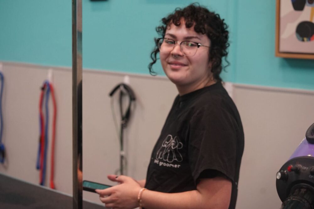 Emile Macias, Dog Groomer at The Pawlor Salon & Spa in Oakland, CA